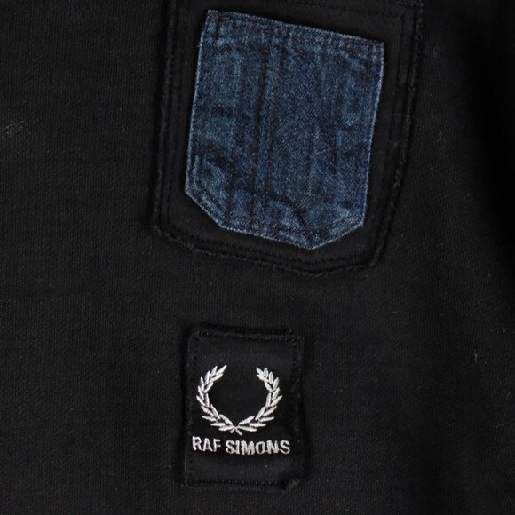 Raf Simons X Fred Perry Sweatshirt Womens  Small Black Sweater Crew Pocket Logo - Picture 3 of 10
